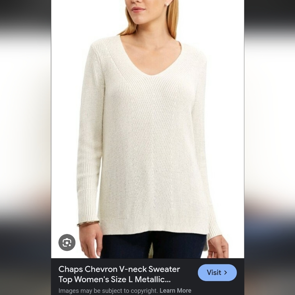 Chaps Women's Ivory V-Neck Sweater